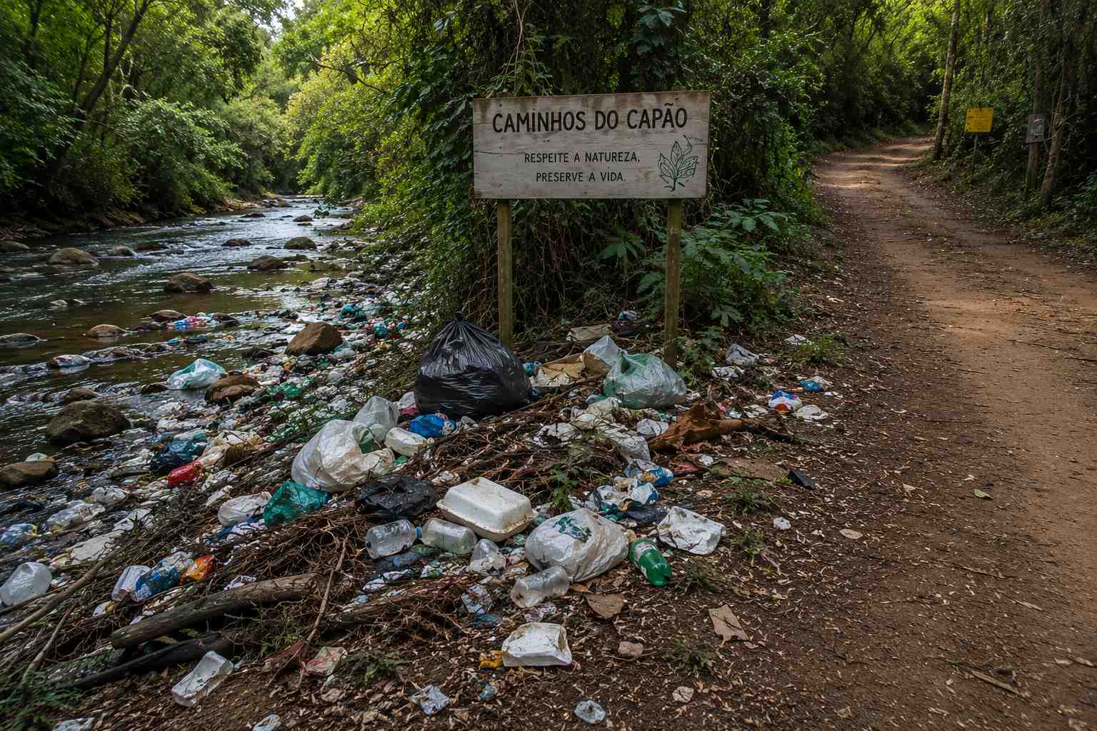 Não jogue lixo nas ruas, vias, trilhas e caminhos!
